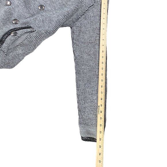 Barabas Coat Mens M Gray Pea Short Jacket Knitwear Metallic Button Logo Everyday - Picture 7 of 16